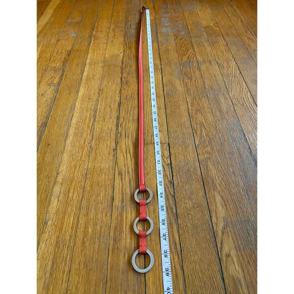 ANN TAYLOR Skinny Coral Leather Waist Belt w/Clasp Buckle sz L - Picture 8 of 8